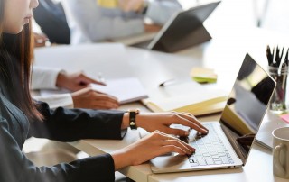 Woman working on laptop