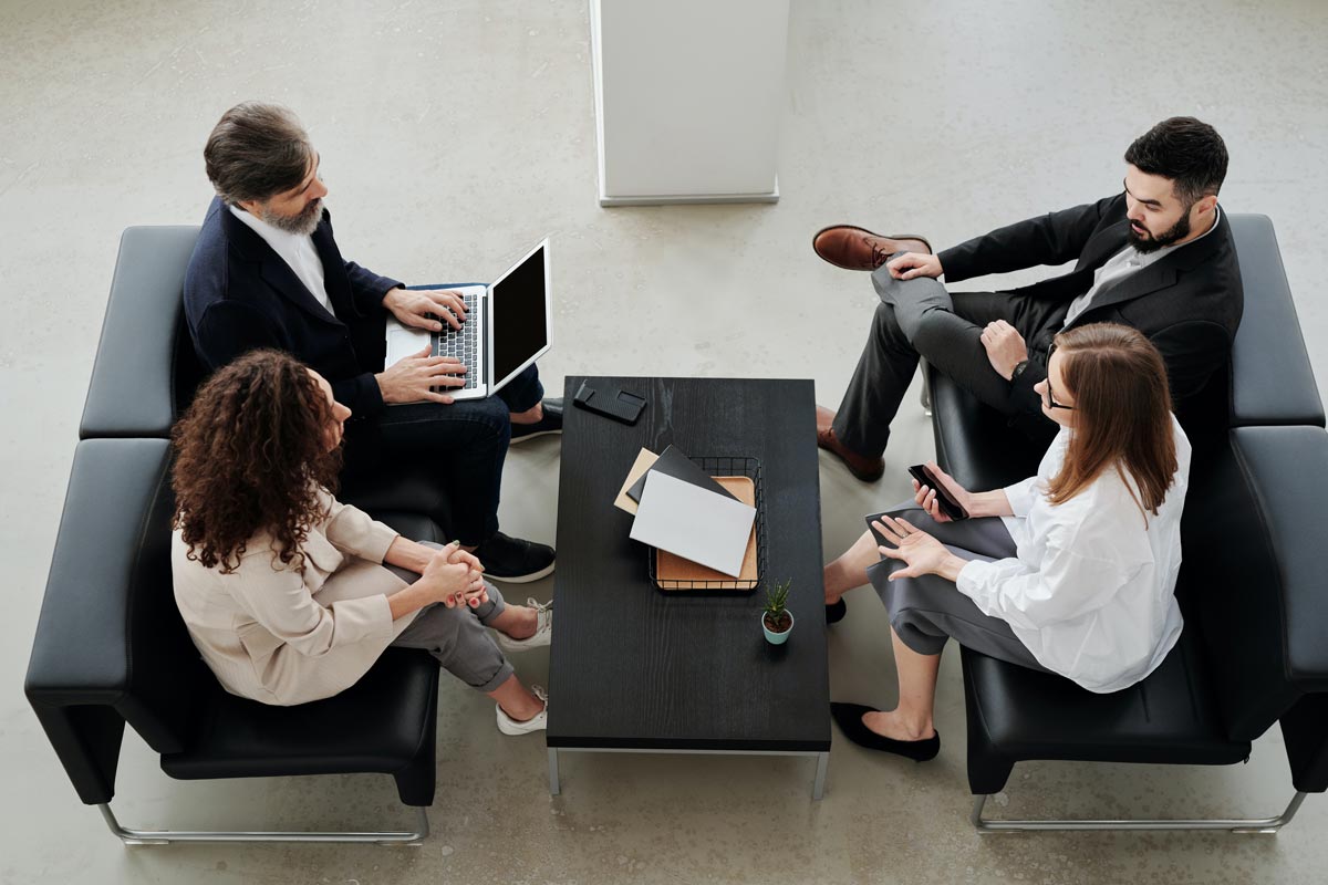 Group of colleagues having an informal meeting