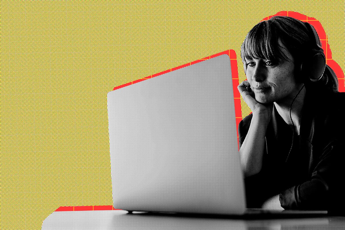 Woman looking at laptop